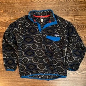 Patagonia Fleece Synchilla Snap Pullover Blue Grey and Black